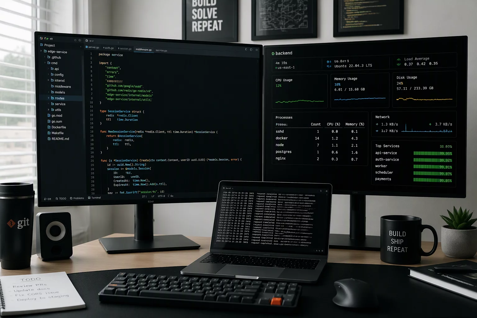Engineer monitoring remote synchronized sessions and terminal context state